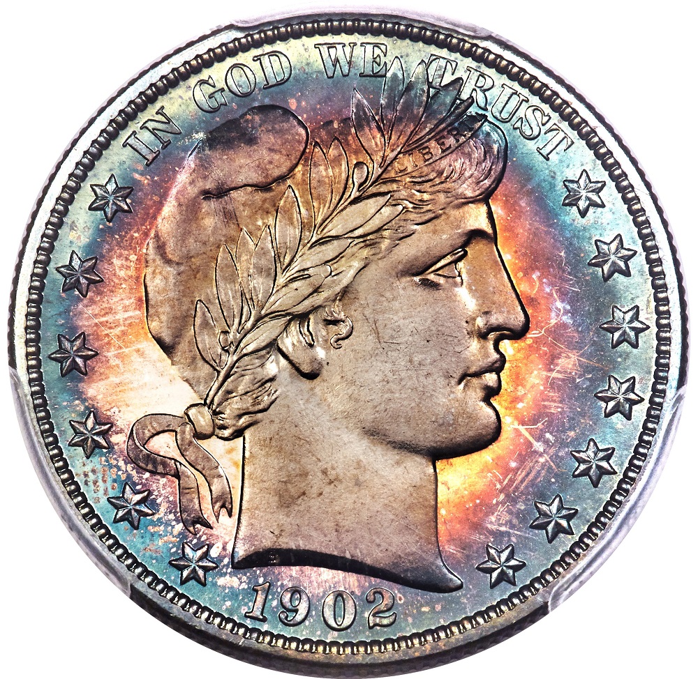1902 Barber half dollar Proof specimen showing mirror fields and frosted Liberty portrait with cameo contrast
